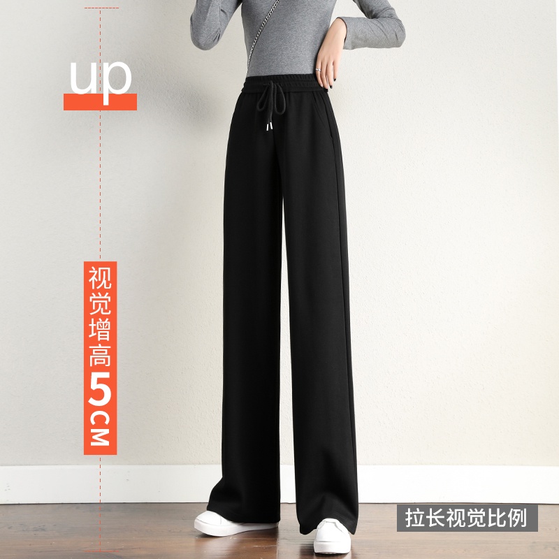 Quần Dài Thể Thao Ống Rộng Lưng Cao Chất Liệu cotton Mỏng Màu Xám Thời Trang Xuân Hè Cho Nữ