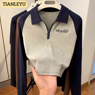 Áo croptop TIANLEYU AU081722 tay dài dáng rộng thời trang 2023 oversize