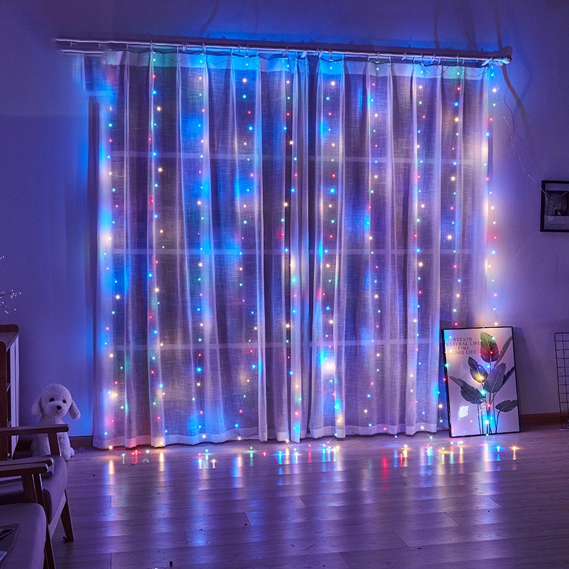 Xiaozhubangchu Đèn LED Dây Đồng Nhà Đèn Trang Trí Màn Ánh Sáng 6X3 Mét Đèn Lồng Điều Khiển Từ Xa USB Dây Đồng Màn Ánh Sáng