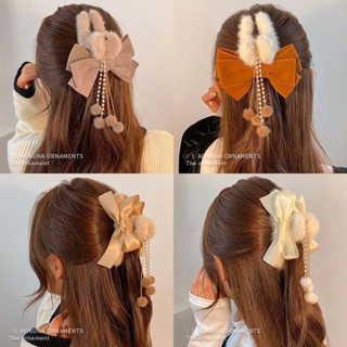 Kẹp Tóc Cá Mập Đính Nơ Tua Rua Và Lông Nhung Kích Thước Lớn Phong Cách Mới 2023 Dành Cho Bạn Nữ