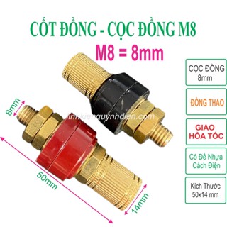 Cọc Đồng M8 - 8mm 200A Cốt Đồng (Đỏ + Đen), Lắp Bình PIN Acquy - Linh kiện điện tử QUỲNH DIỄN