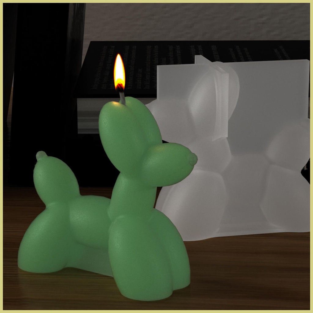 Khuôn silicone Làm Nến Thủ Công Hình Chú Chó Và Bong Bóng 3d