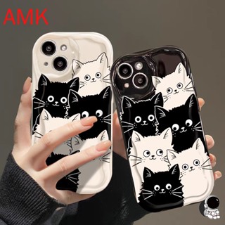 Ốp lưng AMK 3D Xiaomi 14T 13T 12T Poco F7 M7 X7 C75 F6 X6 M6 F5 X5 F4 F3 X4 X3 GT NFC M4 M3 C65 C40 11 12 13 14 LITE PRO 5G trong suốt Mèo đen trắng dễ thương chống sốc Vỏ điện thoại GNCNY