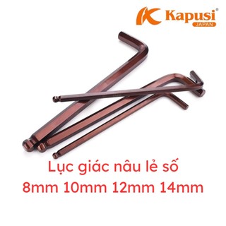 Lục giác lẻ Kapusi Japan chất liệu S2 các cỡ 8mm 10mm 12mm 14mm, lục giác đầu bi đủ các size, lục lăng siết ốc đủ cỡ