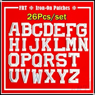 ※ 26Pcs/set Black & White Letters：White Letter Iron-on Patch ※ Diy Sew on Iron on Badges Patches