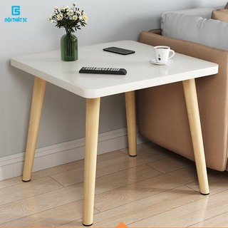 Bàn trà vuông chân gỗ tự nhiên chân cao 30/40cm, bàn trà sofa phòng khách mặt gỗ MDF phủ melamine chống xước