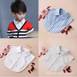 Cổ Áo Sơ Mi Giả Màu Trơn Phong Cách Hàn Quốc Mới Cho Bé Trai Và Bé Gái AW86