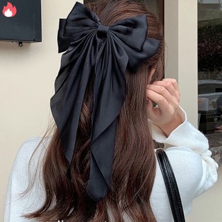 Kẹp tóc nơ lớn bằng lụa satin mềm mại đính kim loại ry-vn