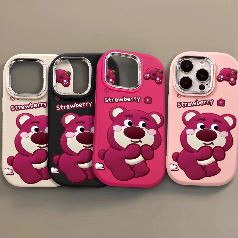 Ốp Điện Thoại Họa Tiết Hoạt Hình Chú Gấu & Dâu Tây Dễ Thương Chống Sốc Cho IPhone 11 15 12 13 Pro XS Max X XR 14 Plus