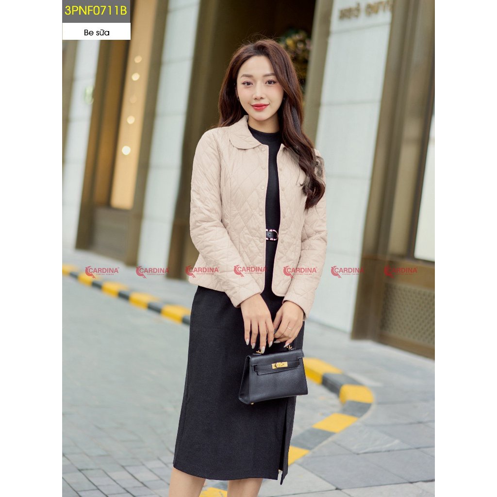 Áo Phao Nữ 𝐂𝐀𝐑𝐃𝐈𝐍𝐀 Vải Chần Trám Nhật Cổ Sen Túi Ốp Siêu Nhẹ Cản Gió Giữ Ấm Màu Dễ Phối Tôn Dáng 3PNF07