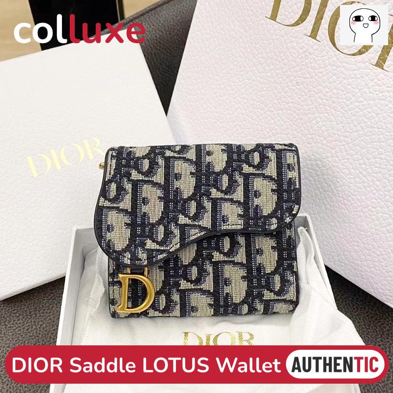 👜 Dior Saddle Lotus gấp ba lần ví cho phụ nữ màu xanh