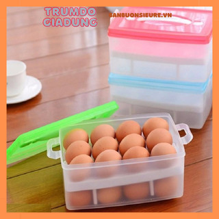 Hộp nhựa đựng trứng gà 2 tầng - Khay đựng trứng 24 quả có nắp đậy