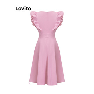 Lovito Váy thanh lịch Váy xếp nếp trơn cho nữ L83ED214