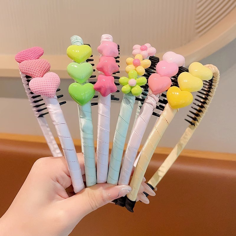 Băng Đô Cài Tóc Kèm Răng Chống Trượt Kiểu Hoạt Hình Dễ Thương Cho Bé Gái