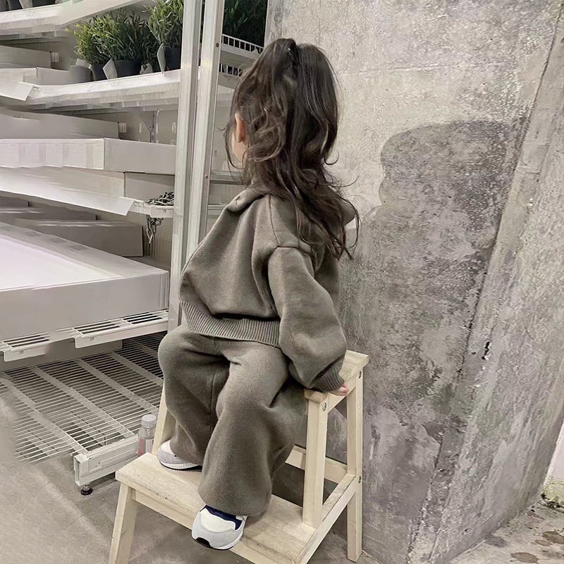 Hàng Mới Về Mới Set Áo Hoodie Và Quần Dài Phong Cách Hàn Quốc Dễ Thương Cho Bé Gái