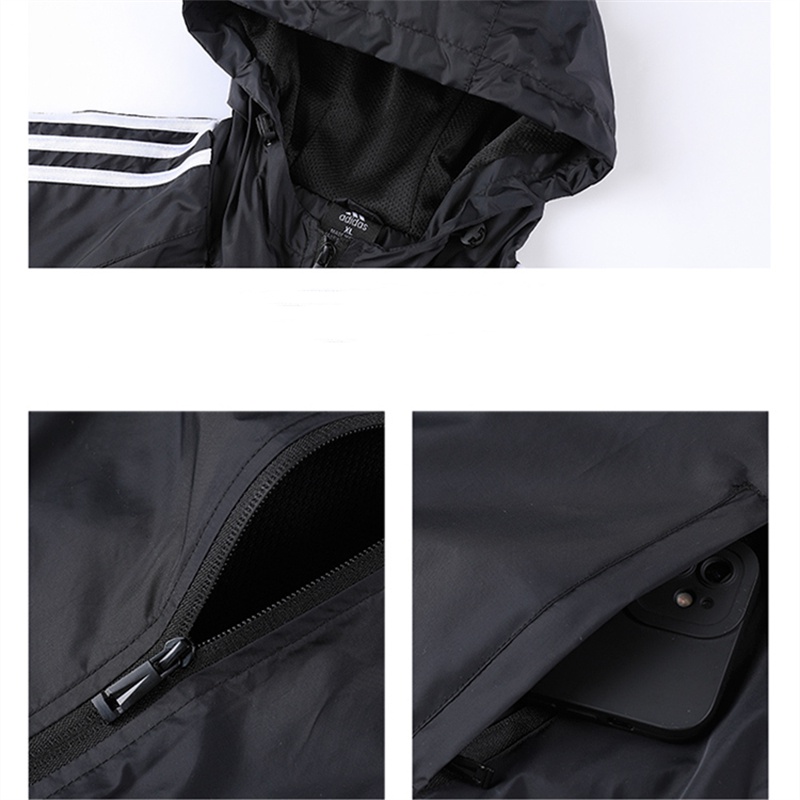 Áo Khoác Gió adidas 100% Chính Hãng Phối Lưới Thêu logo Có Khóa Kéo Thời Trang Cho Nam Và Nữ