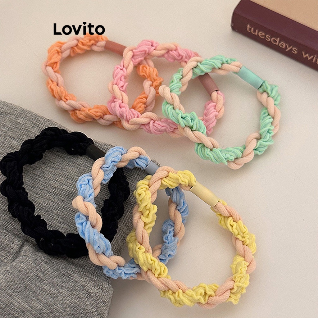 Dây cột tóc Lovito màu trơn dễ thương thường ngày cho nữ L63AD091