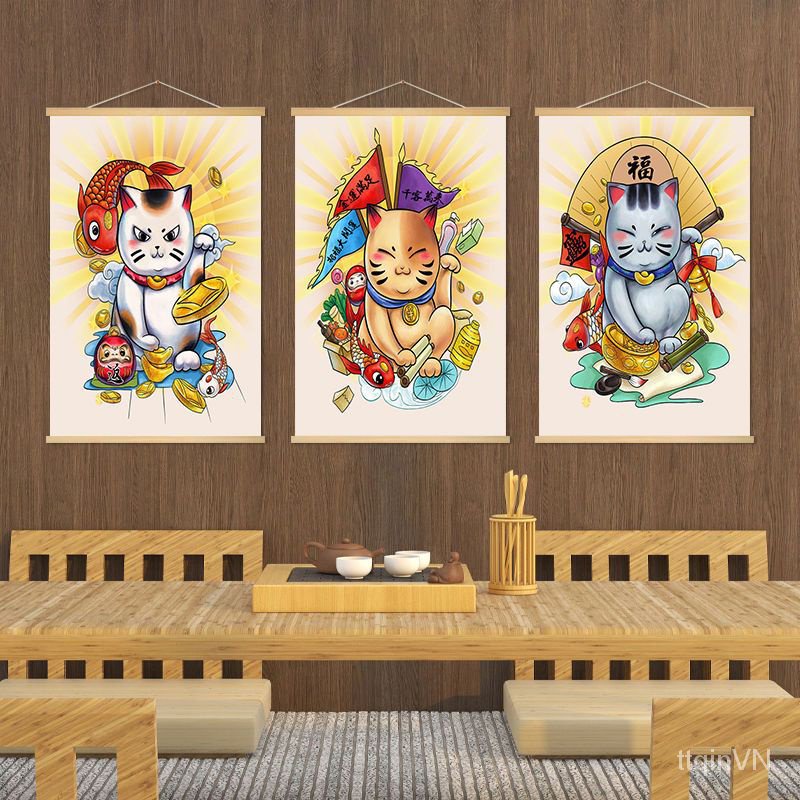 Tranh Treo Tường Gỗ Trơn Kiểu Nhật Bản Trang Trí Phòng Khách / Ăn sushi / Nhà Hàng