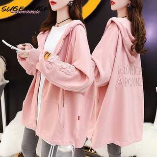 Sugemiusi [Áo Khoác cardigan Mỏng Dáng Rộng Có Khóa Kéo Phong Cách Hàn Quốc Thời Trang Xuân Thu 2024 Mới Dành Cho Nữ
