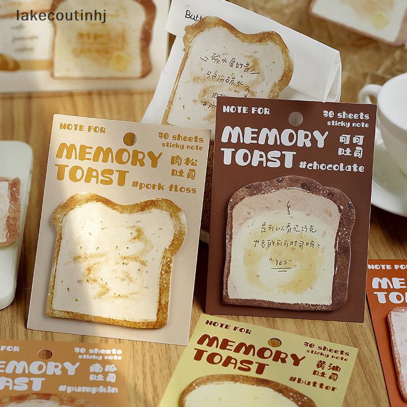 Bộ 30 Tờ Giấy Ghi Chú Tự Dính Hình Bánh Mì Nướng Hoạt Hình Đáng Yêu