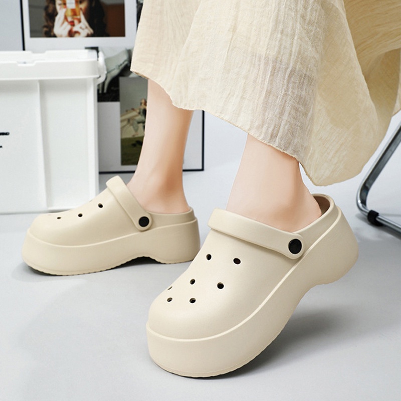 AYUER Xăng đan mary jane Đế Xốp Dày 6cm Chống Trượt