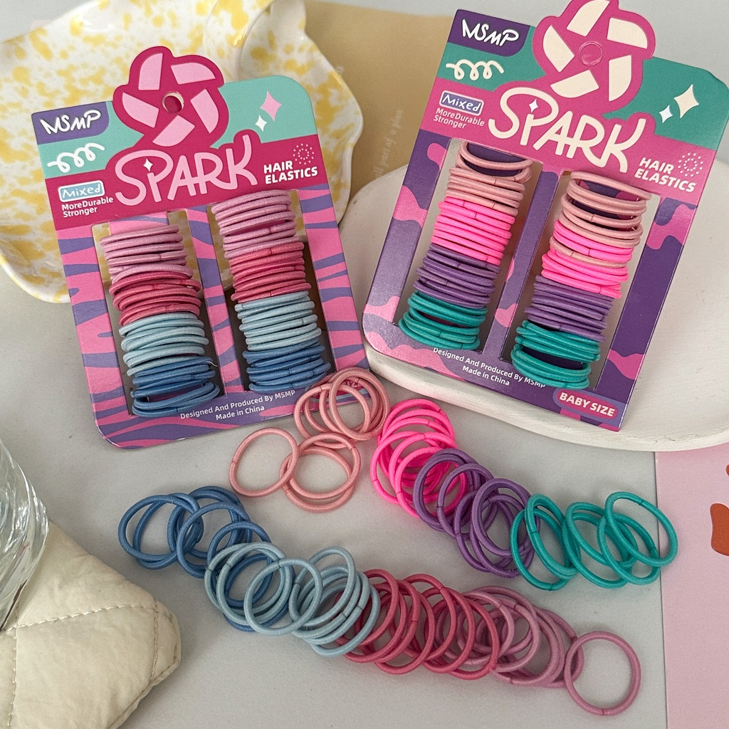 Set 56 Dây Thun Buộc Tóc Nhiều Màu Sắc Ngọt Ngào Cho Bé Gái