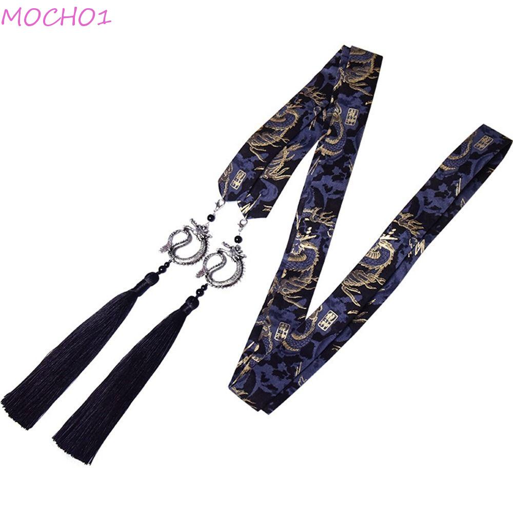 Moccho1 Dây Buộc Tóc Đính Ruy Băng Tua Rua Thêu Hình Chim Hạc Phong Cách Cổ Điển Trung Hoa
