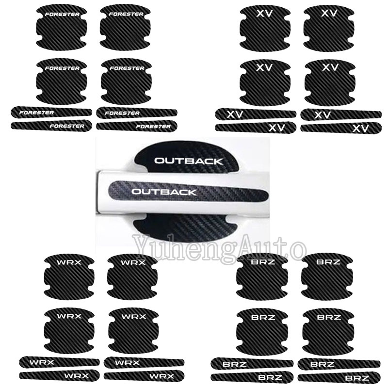 Đề Can Sợi carbon Dán Tay Cầm Cửa / Gương Chiếu Hậu Chống Trầy Cho subaru ascent brz forester xv wrx