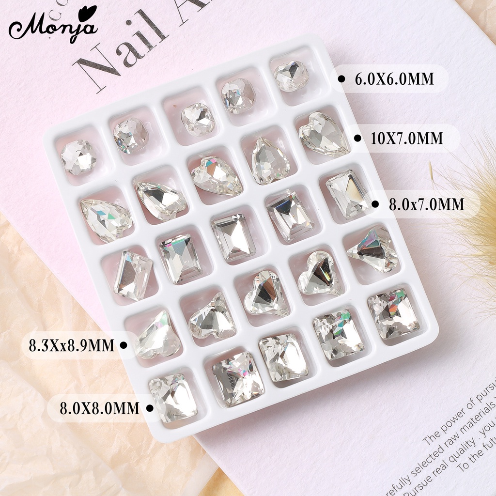 Monja Set 25 Hạt Pha Lê 3d Lấp Lánh Trang Trí Móng Nghệ Thuật