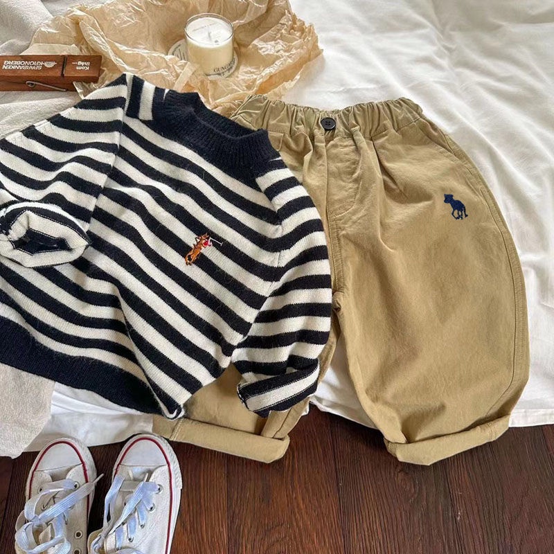 Quần Dài Dáng Rộng Màu Trơn Phong Cách Hàn Quốc Thời Trang Mùa Thu Cho Bé Trai