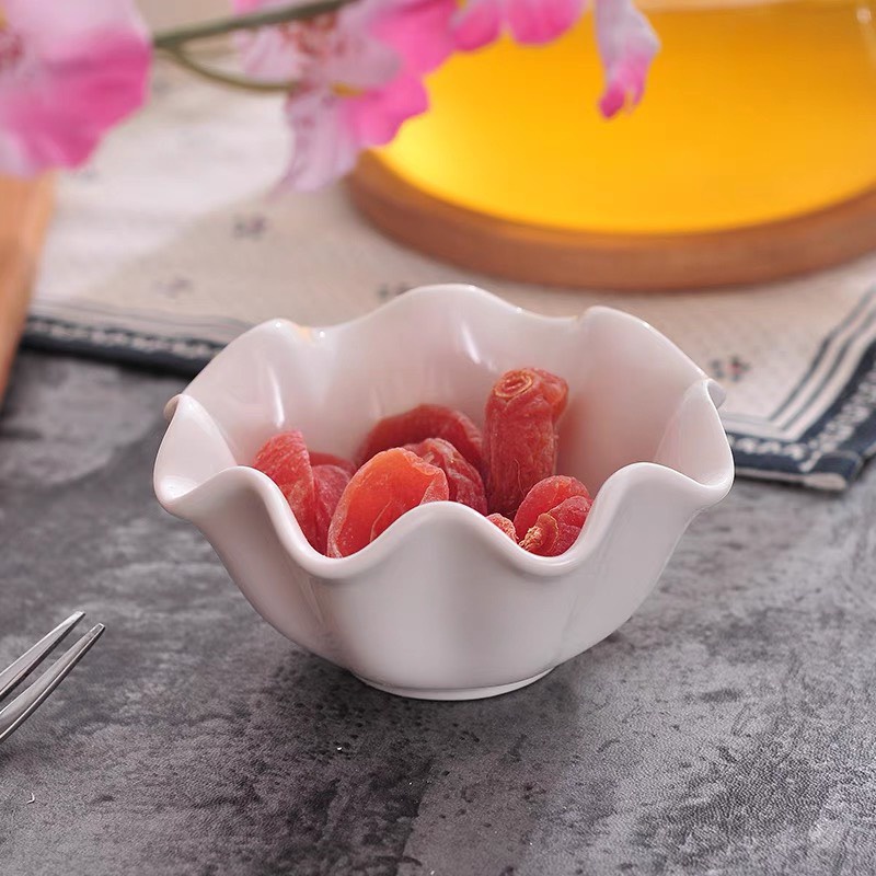 Chén Chấm/Gia vị Sứ tạo hình viền sóng độc đáo tông trắng đơn giản cho gia đình, nhaf hàng