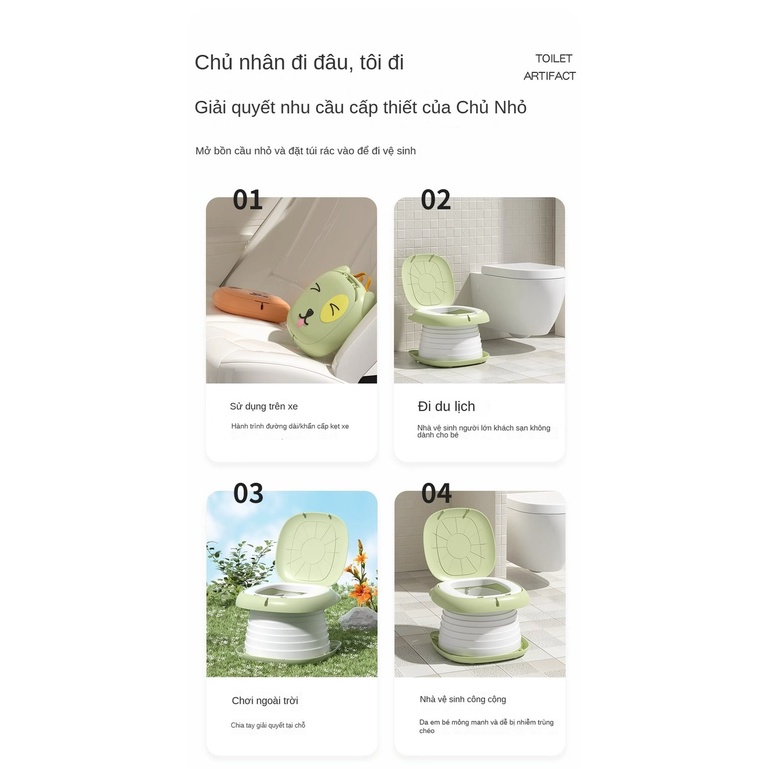 Bồn cầu xếp cho trẻ em/Bô tiện lợi gắn trên ô tô du lịch cho bé trai bé gái Bồn cầu cho trẻ sơ sinh