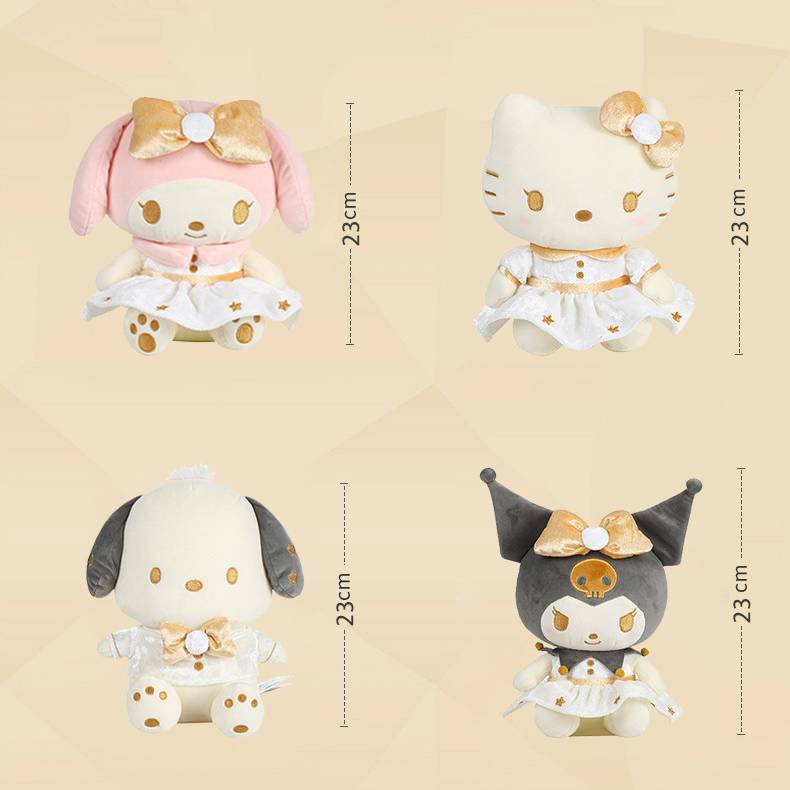 Sanrio Thú Nhồi Bông Hình kuromi melody pachacco cinnamoroll hello kitty Màu Vàng Kim Làm Quà Tặng Cho Bé Gái