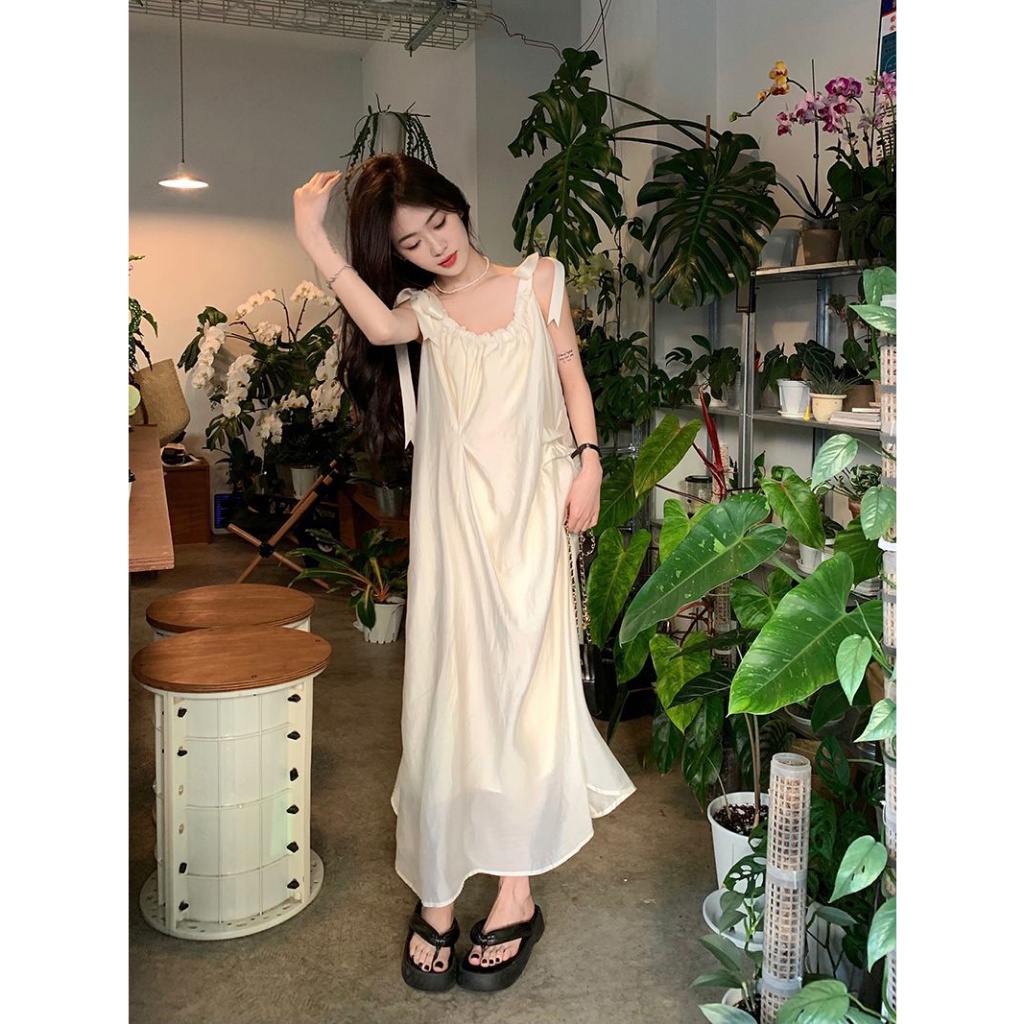 Váy Maxi, Đầm Maxi, Váy Đi Chơi, Đi Biển, Váy Tơ 2 Lớp, Váy Dáng Dài, Váy Nơ, Váy Hàn Quốc