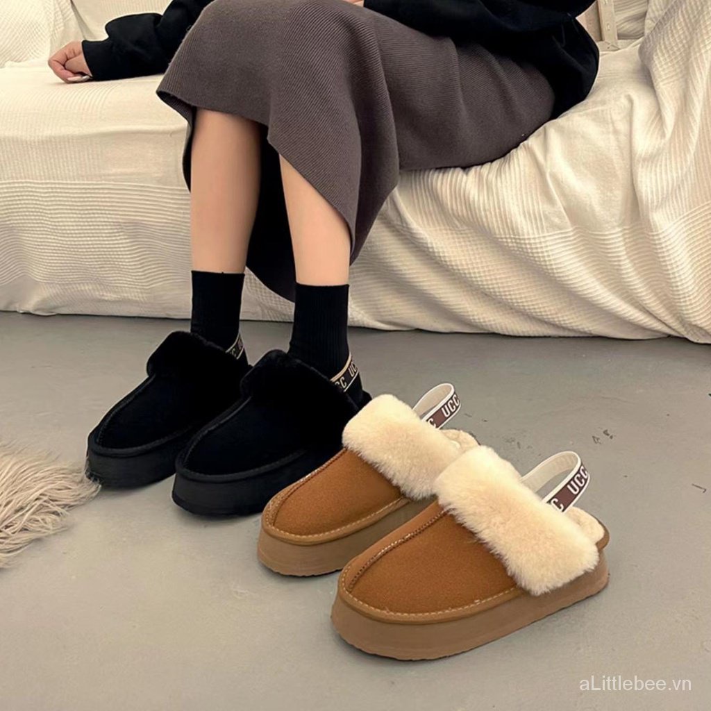 Dép Lông Cừu Bít Mũi Đế Dày Thời Trang Thu Đông Hàng Mới 2022 Dành Cho Bạn Nữ