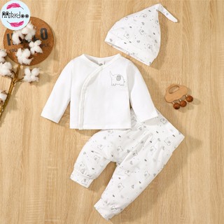 Set Đồ 3 Món Gồm Áo Tay Dài In Hình Voi Có Nón + Quần Dài Thời Trang Mùa Thu Cho Bé Trai 0-9 Tháng Tuổi