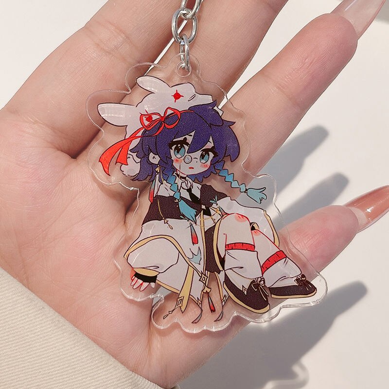 Móc khoá Genshin Impact Anime Venti Men Creative Kawaii Game nhựa Acrylic hai mặt, in hình các nhân vật dễ thương