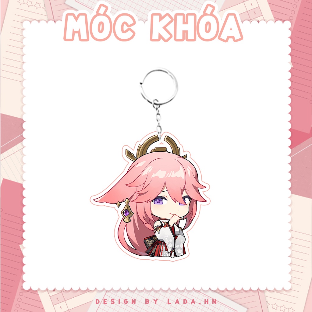 Móc khóa mô hình standee đứng để bàn Yae Miko Genshin Impact Lada anime đáng yêu chibi trang trí quà tặng
