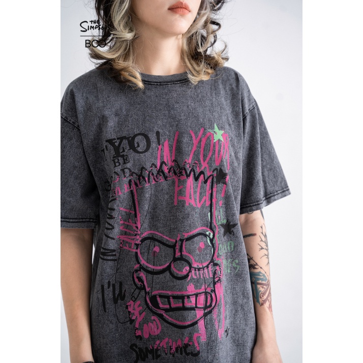 Áo Thun BOO Unisex Dáng Oversize Họa Tiết Graffiti The Simpsons BZL