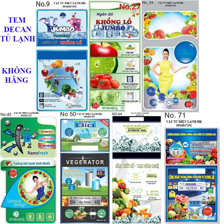 Combo 10 cái TEM DECAN DÁN MÁY GIẶT - TỦ LẠNH dùng băng dính 2 mặt - Không ghi hãng hàng Tốt