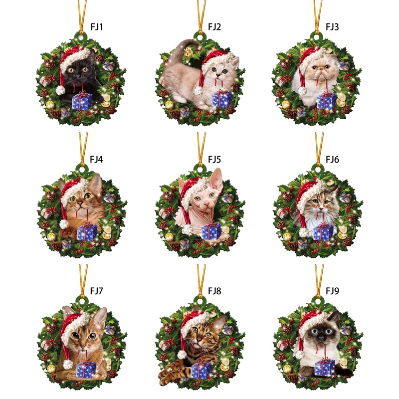 Đèn Lồng 2d Hình Mèo Hoạt Hình Bằng acrylic Trang Trí Giáng Sinh