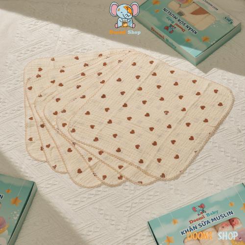 Set 6 Khăn Sữa Cho Bé Vải Muslin 2 Lớp Cao Cấp Chính Hãng Doomi Baby - HT635