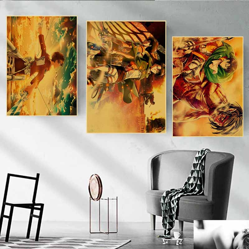 Áp Phích Treo Tường Trang Trí In Hình anime attack on titan Chất Lượng Cao