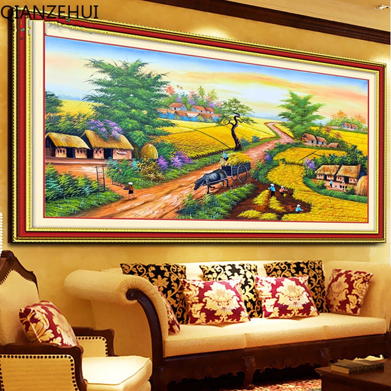 Bộ Tranh Thêu Chữ Thập 11ct diy Hình Phong Cảnh Đẹp Mắt