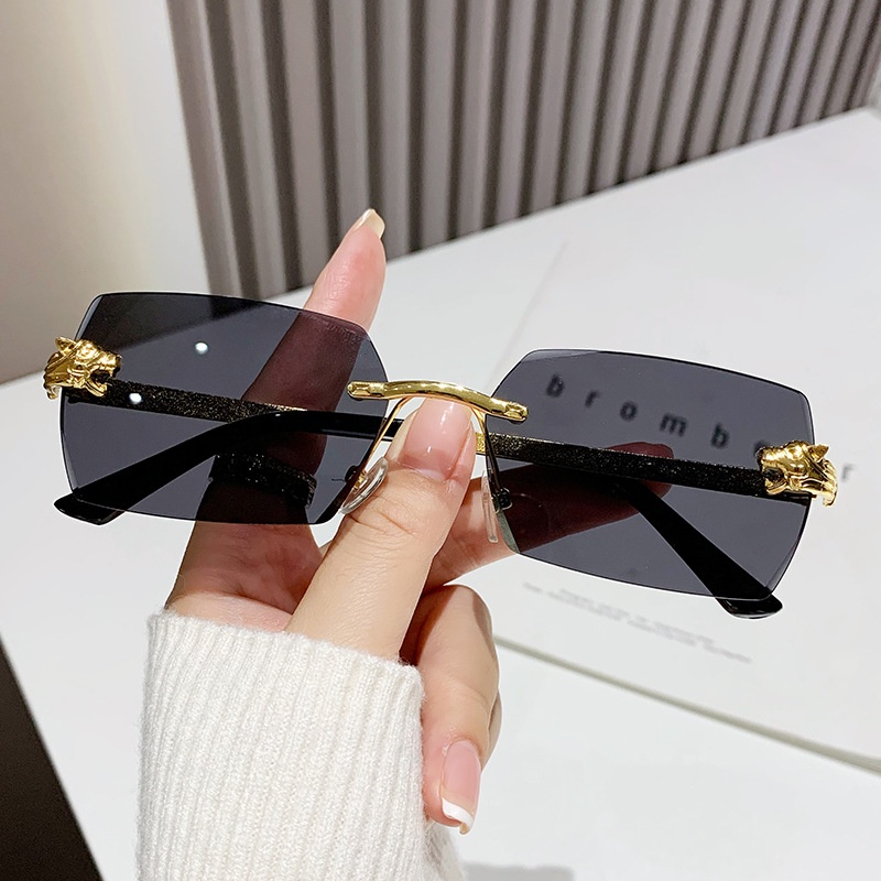 Mới Kính Mát Không Gọng Họa Tiết Da Báo Thời Trang Cho Nam Và Nữ