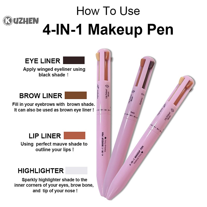 Kuzhen Bút Kẻ Mắt / Môi / Lông Mày 4 Trong 1 Không Thấm Nước Và Mồ Hôi Dễ Lên Màu