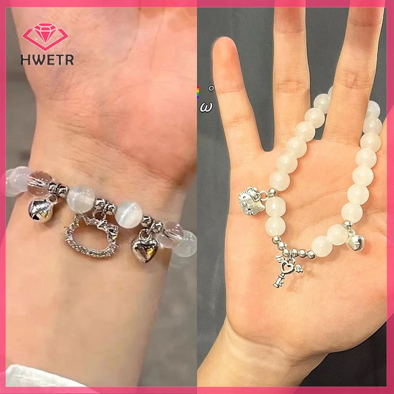 SANRIO Hwtr Vòng Tay Chuỗi Hạt Hợp Kim Hình hello kitty Thời Trang Ngọt Ngào Cho Nữ Mới