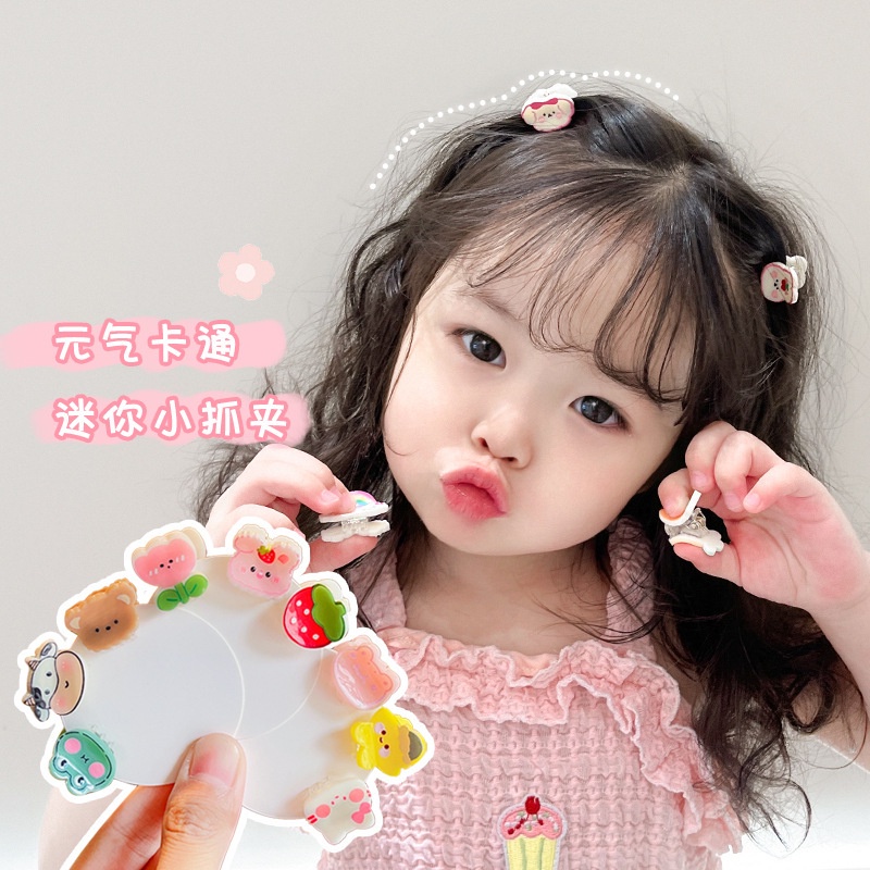 Set 2 Kẹp Tóc mini Họa Tiết Trái Cây Hoạt Hình Phong Cách Hàn Quốc Cho Bé Gái