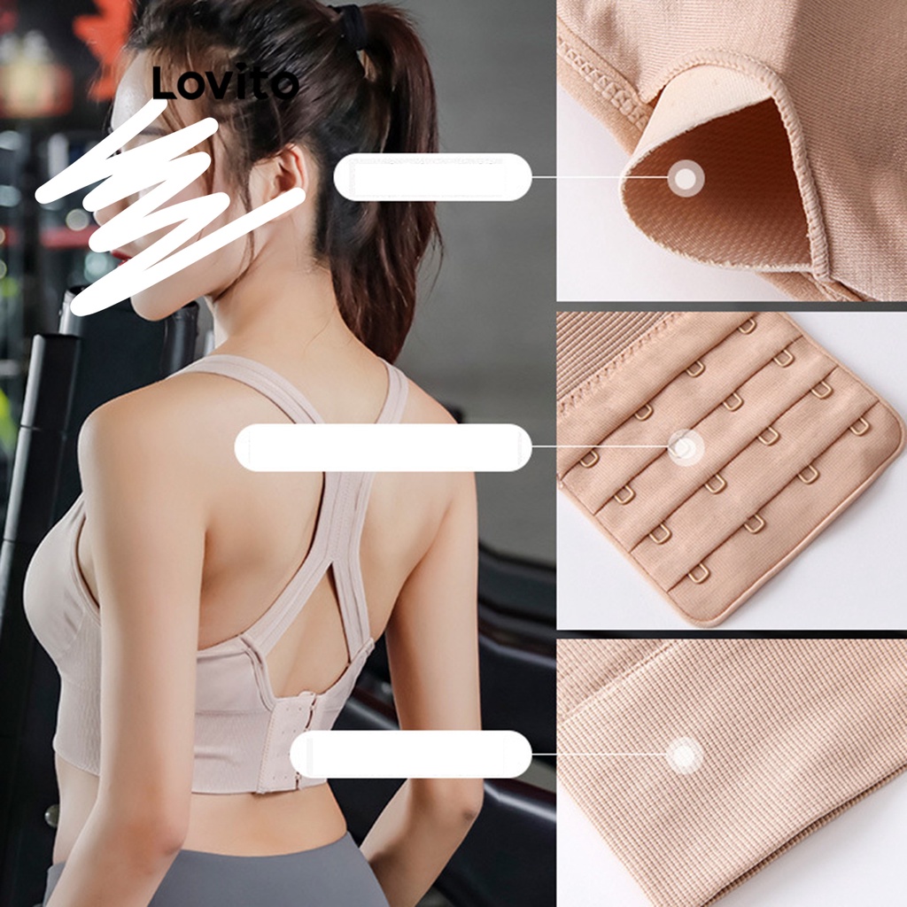 Lovito Áo ngực thể thao cơ bản trơn đơn giản cho nữ LNA27248