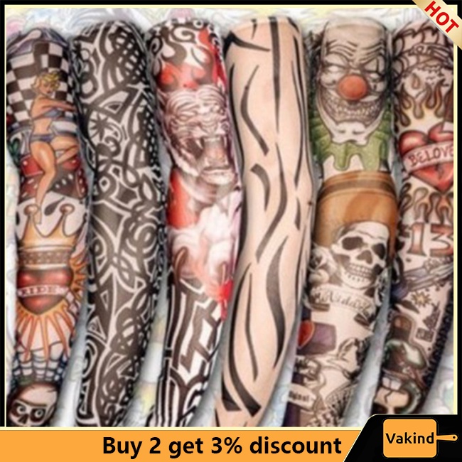 2 Ống Tay Áo Chống Nắng Tia uv Họa Tiết Hình Xăm Dành Cho Nam Nữ